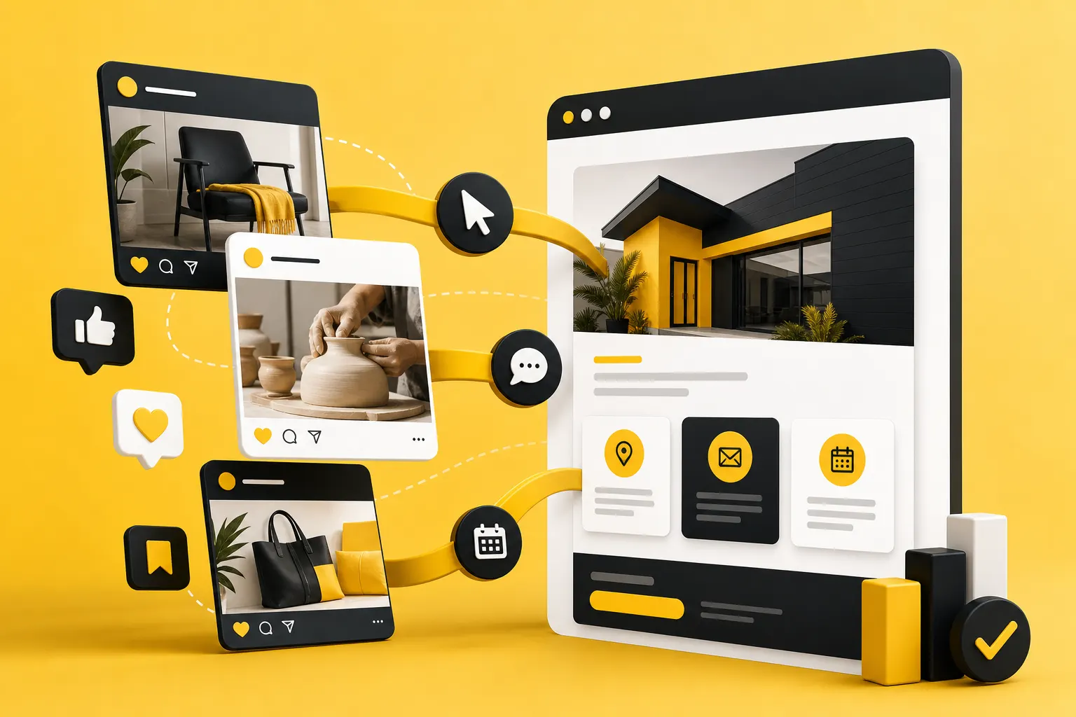 Small business social content turning into website visits and inquiries
