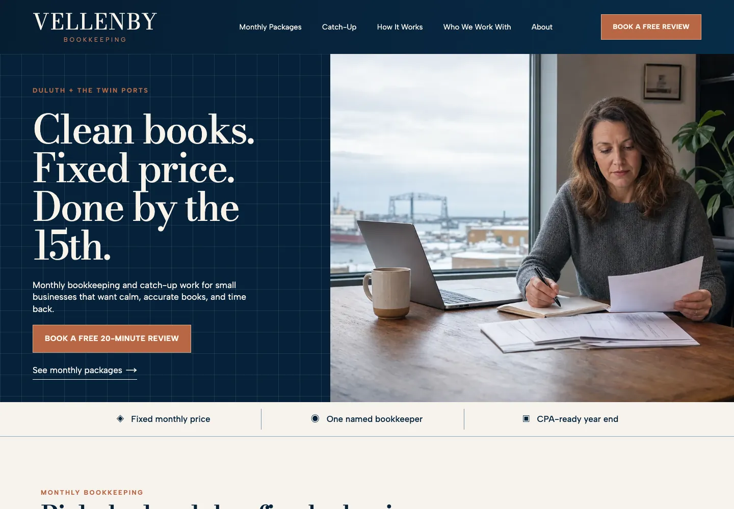 Vellenby Bookkeeping home page, built by Theo