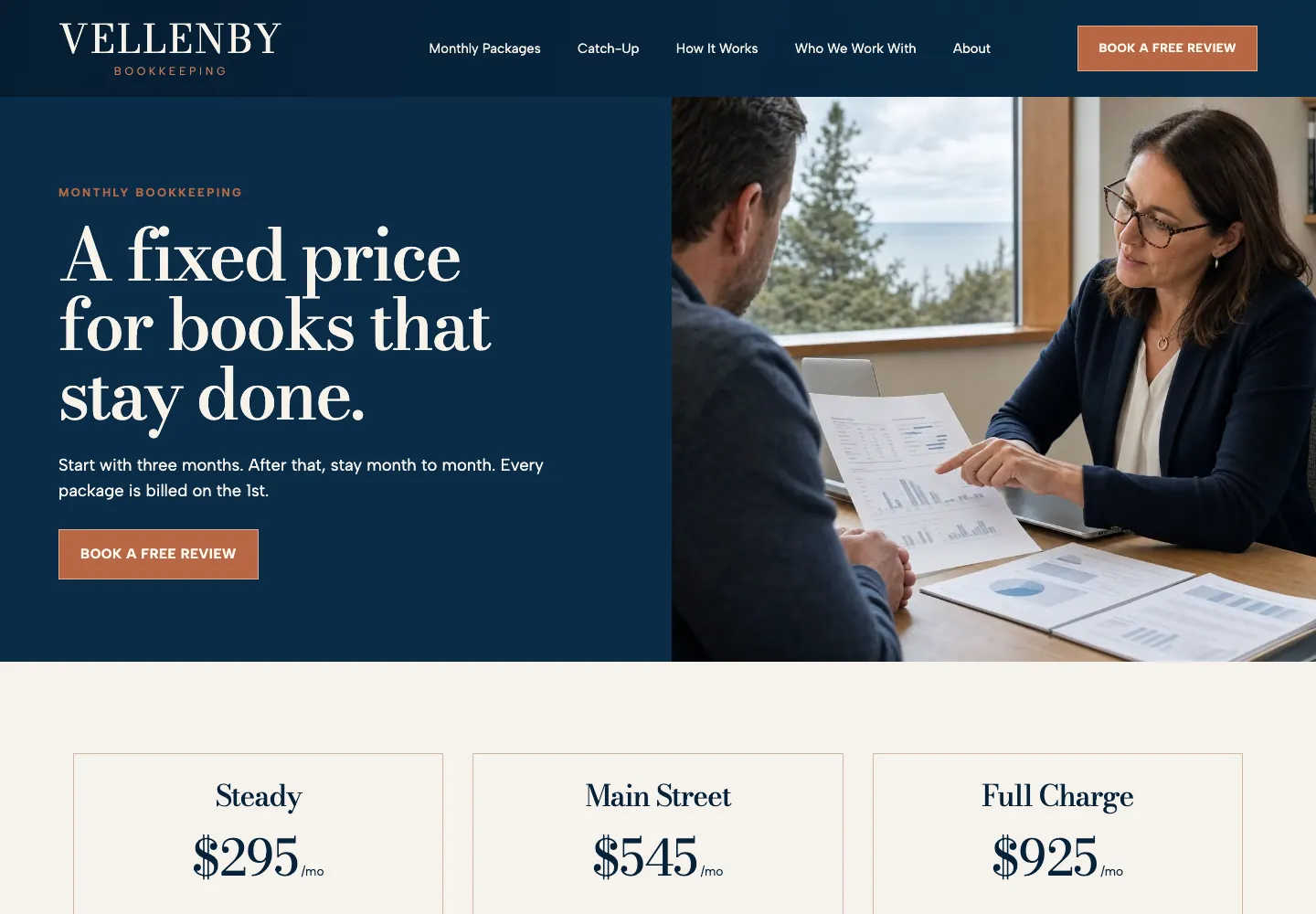Packages page of Vellenby Bookkeeping, built by Theo