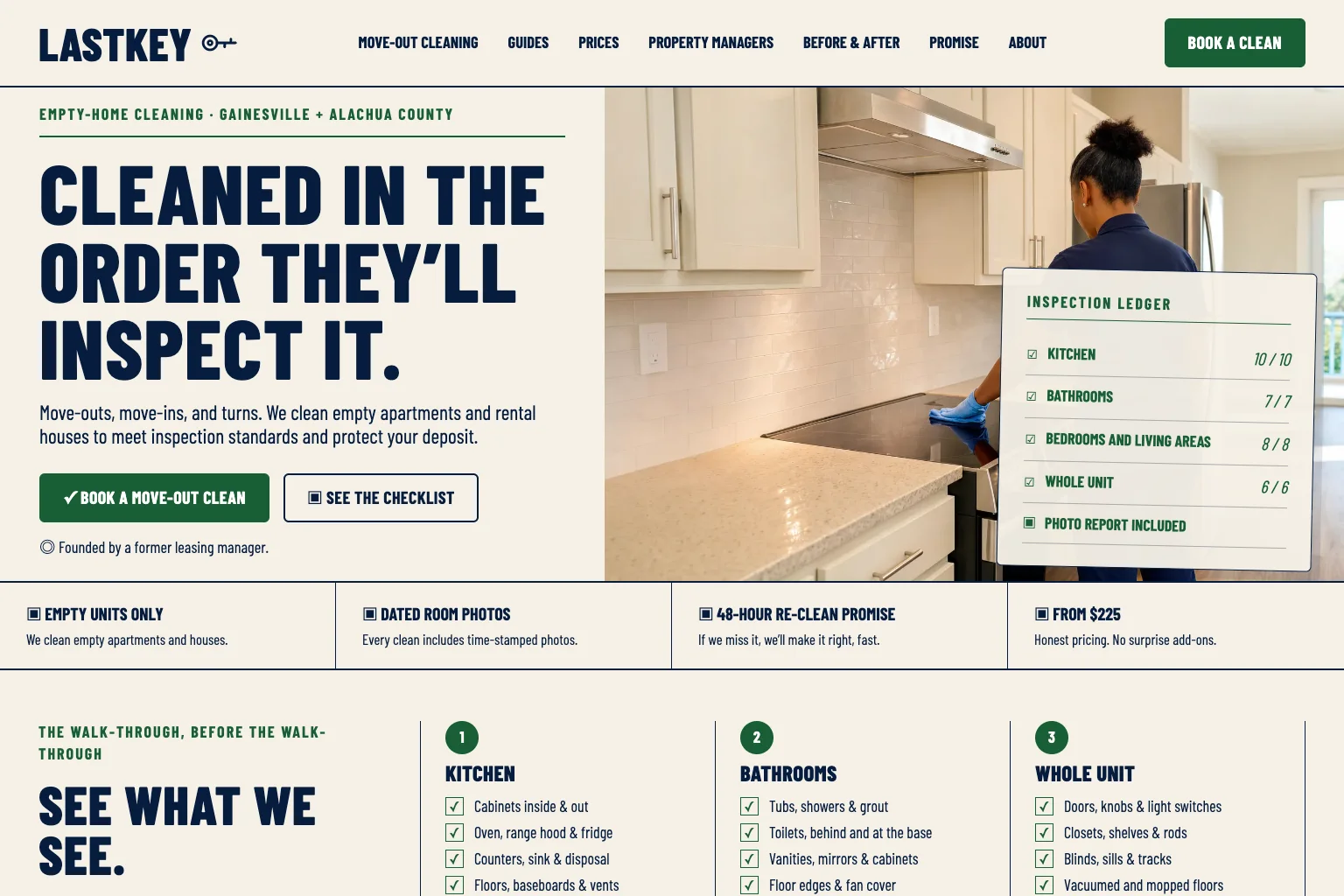 Lastkey Move-Out Cleaning home page, built by Theo