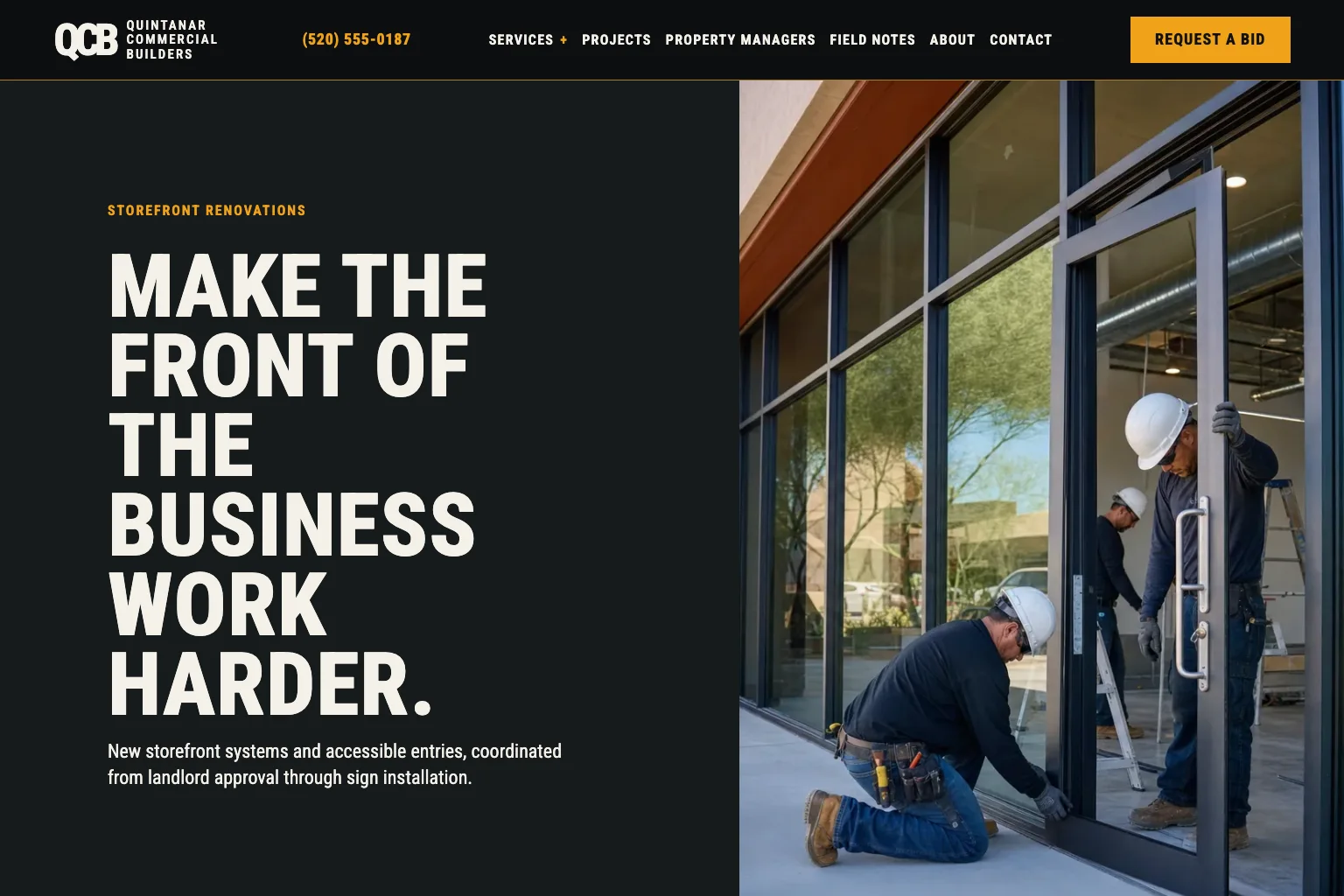 Storefronts page of Quintanar Commercial Builders, built by Theo