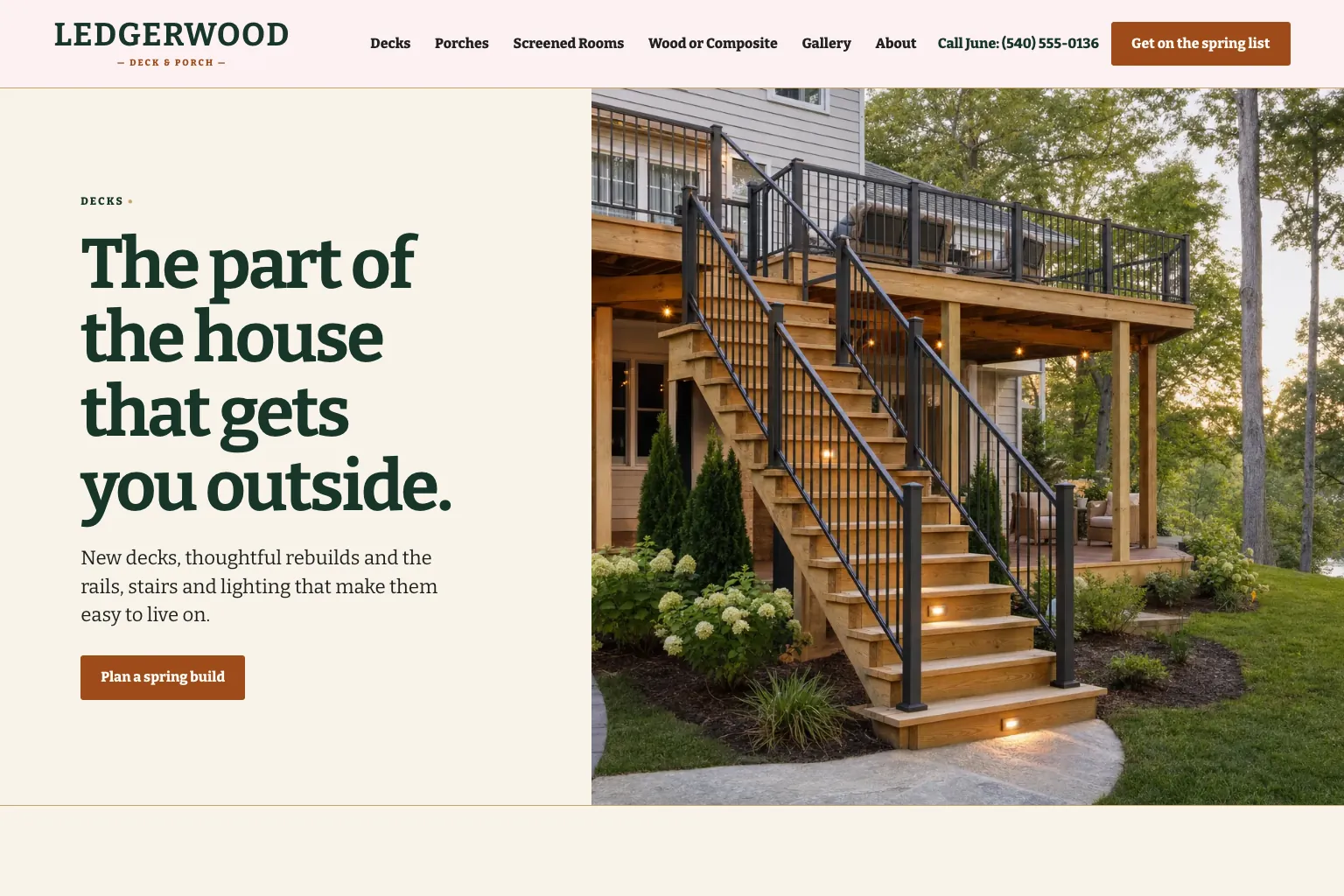 Decks page of Ledgerwood Deck & Porch, built by Theo