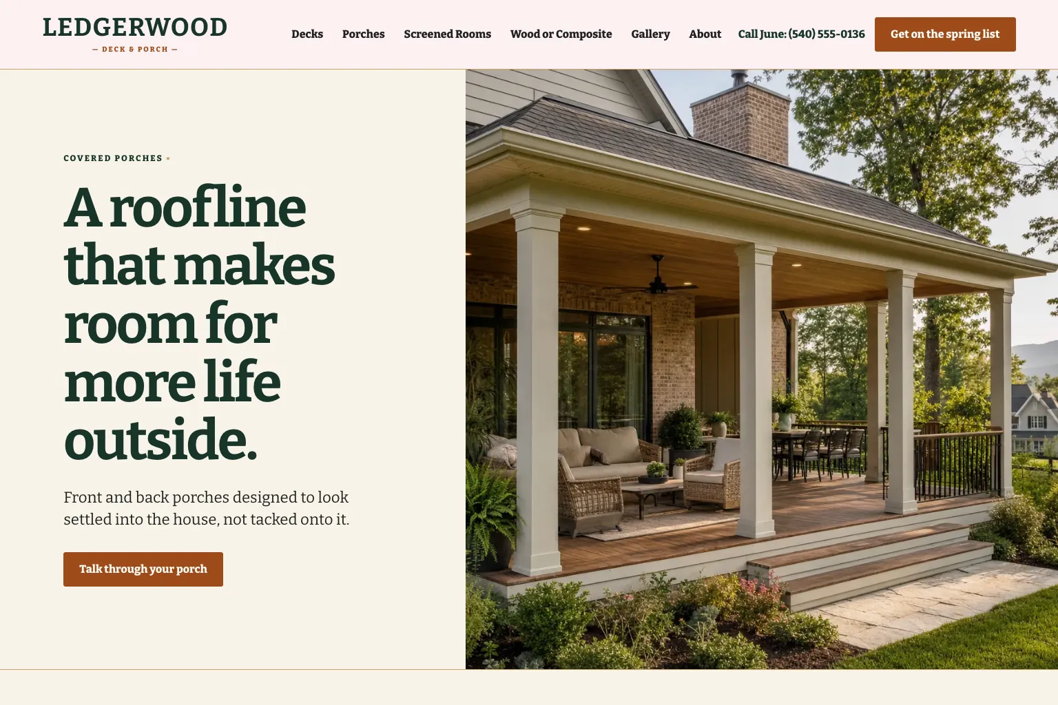 Porches page of Ledgerwood Deck & Porch, built by Theo