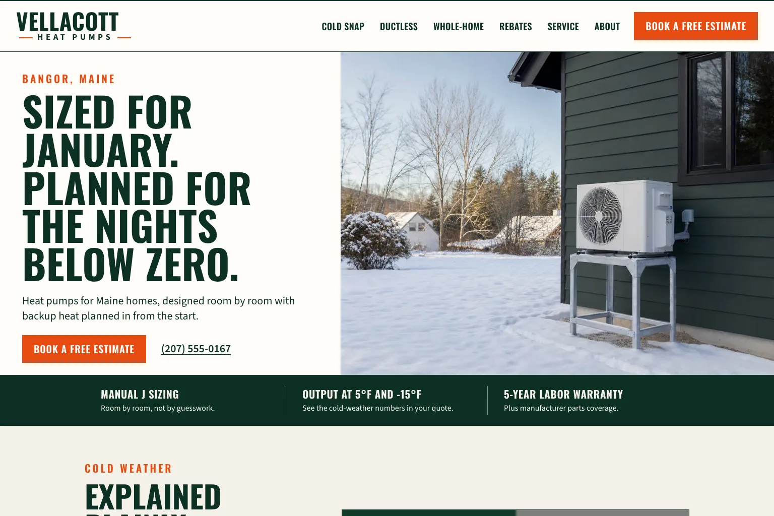 Vellacott Heat Pumps home page, built by Theo