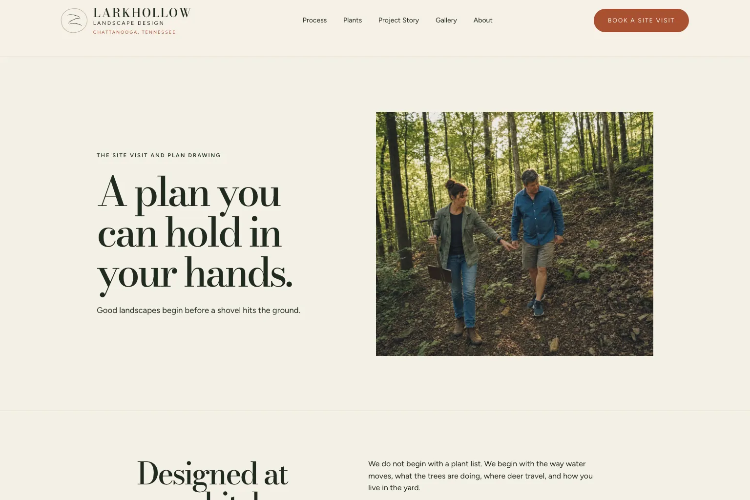 Design process page of Larkhollow Landscape Design, built by Theo