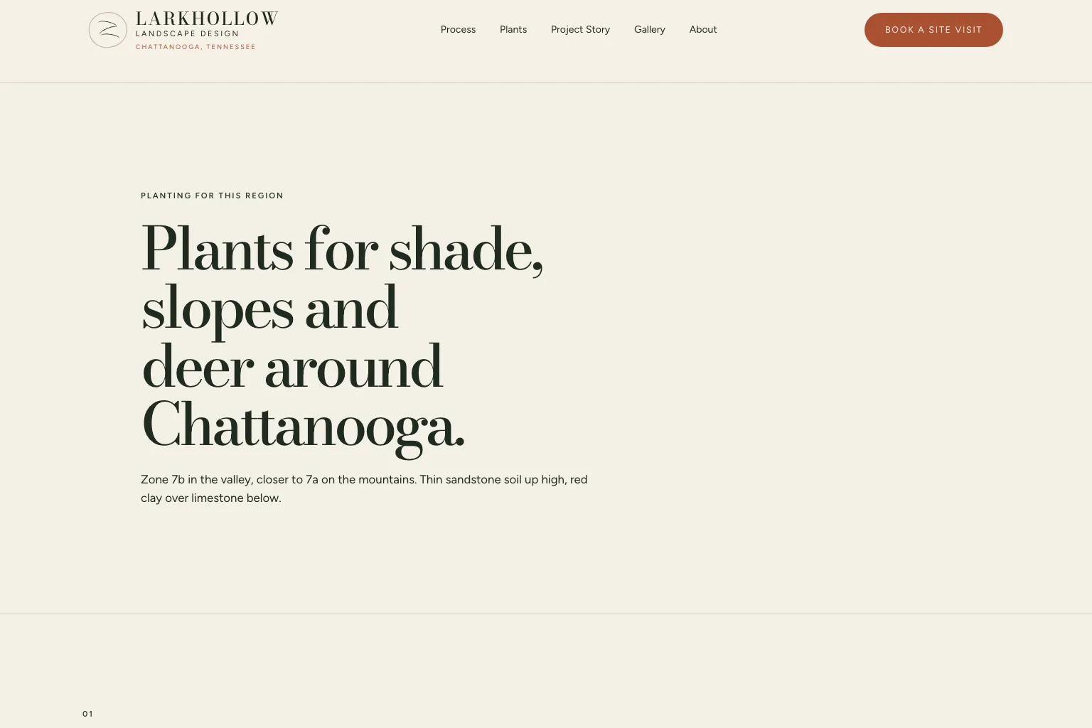 Plants page of Larkhollow Landscape Design, built by Theo