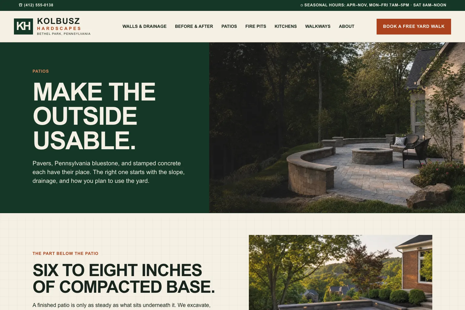 Patios page of Kolbusz Hardscapes, built by Theo