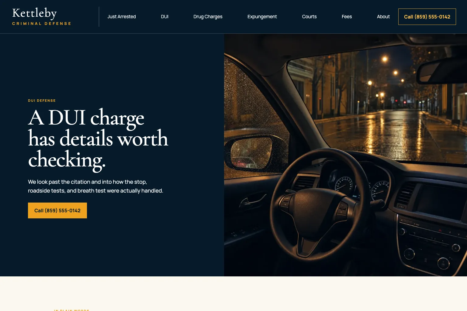 DUI page of Kettleby Criminal Defense, built by Theo