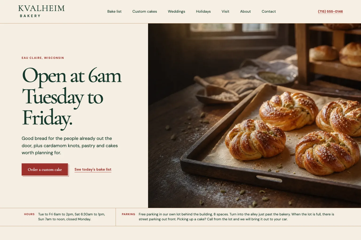 Kvalheim Bakery home page, built by Theo