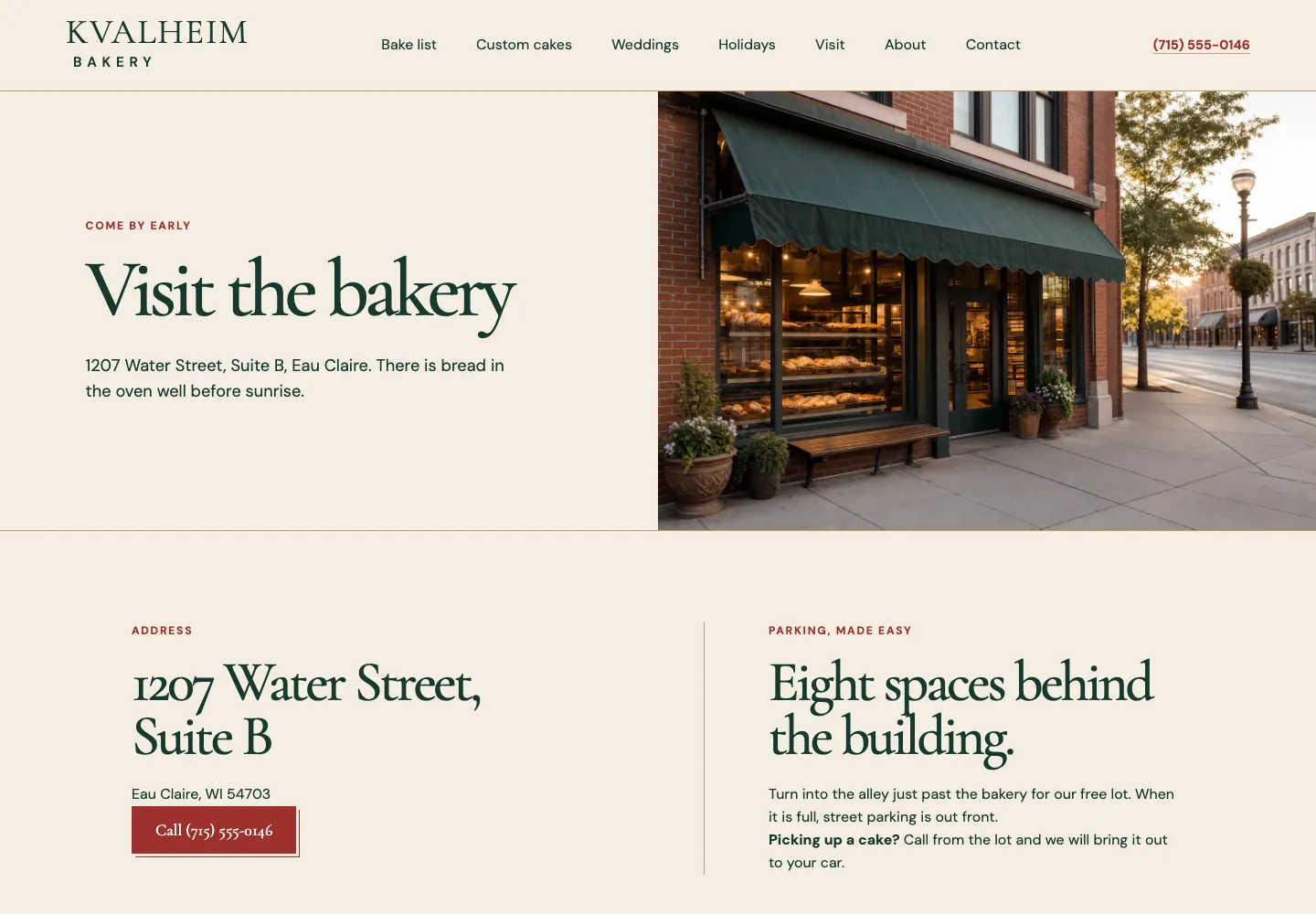 Visit page of Kvalheim Bakery, built by Theo