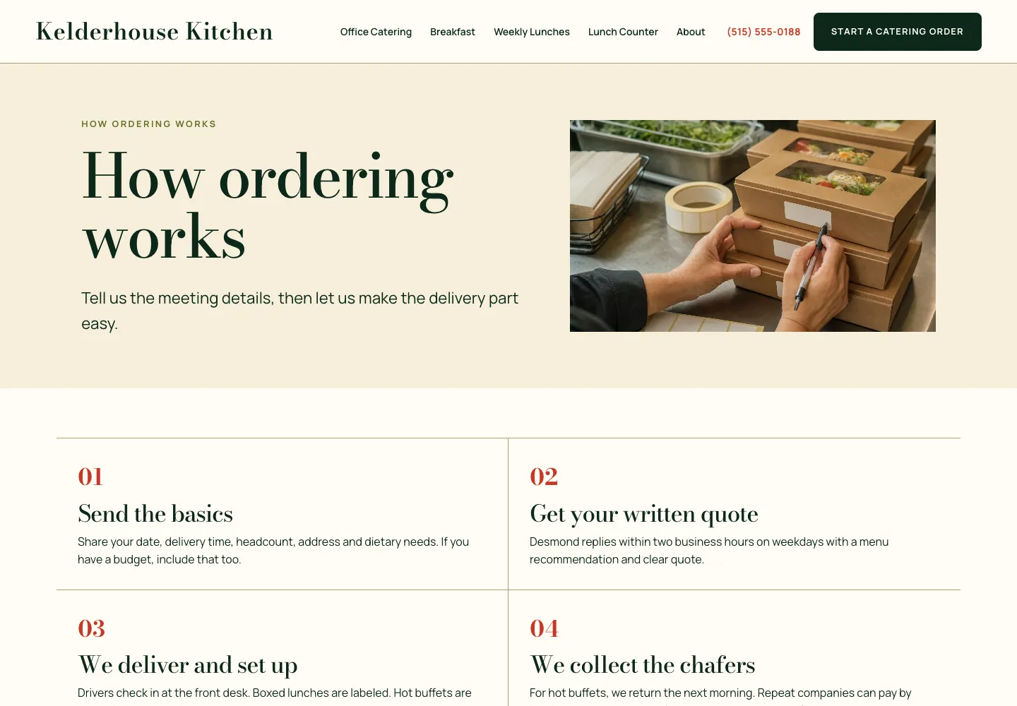 How it works page of Kelderhouse Kitchen, built by Theo