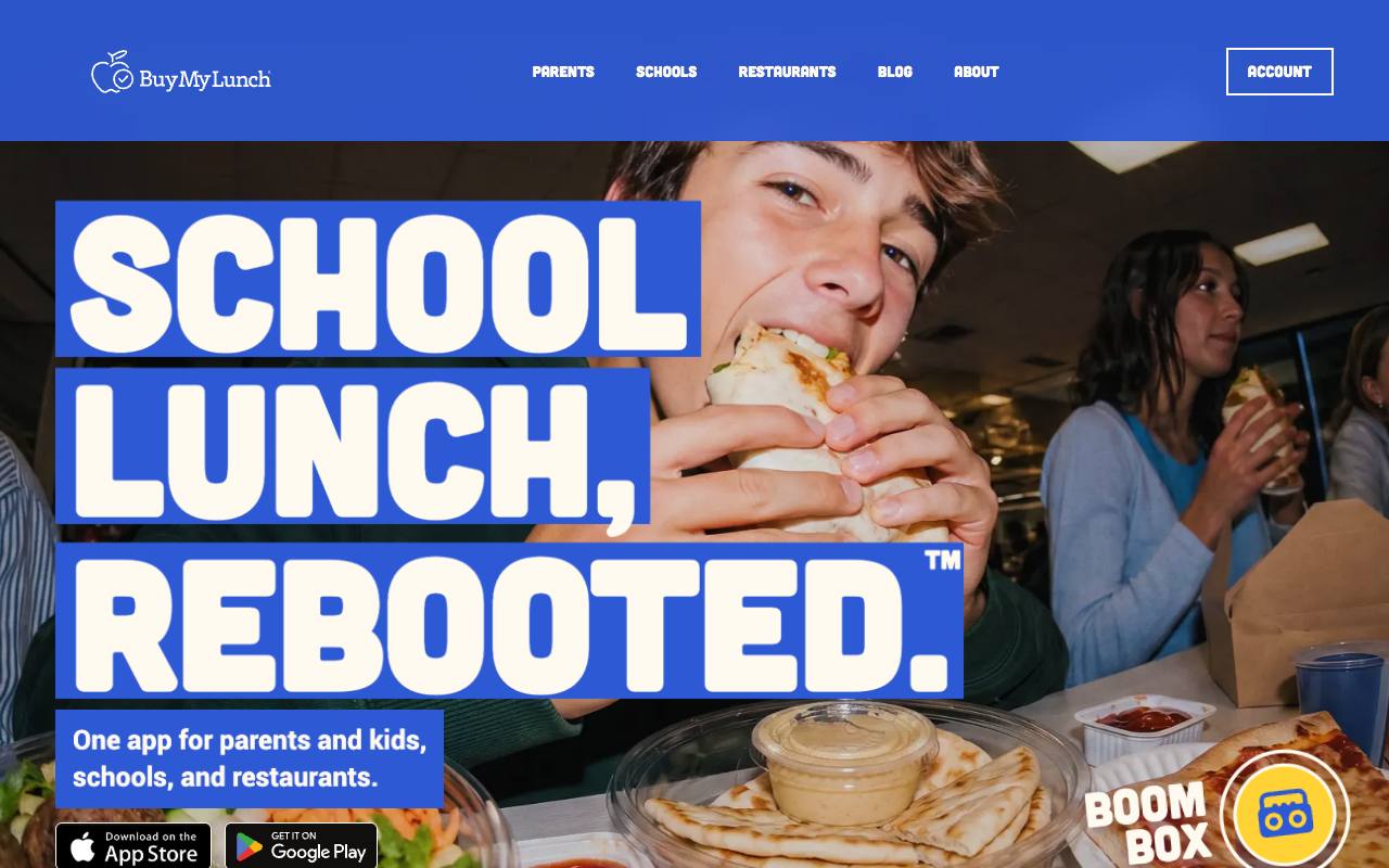 Buy My Lunch website, built and hosted by Theo
